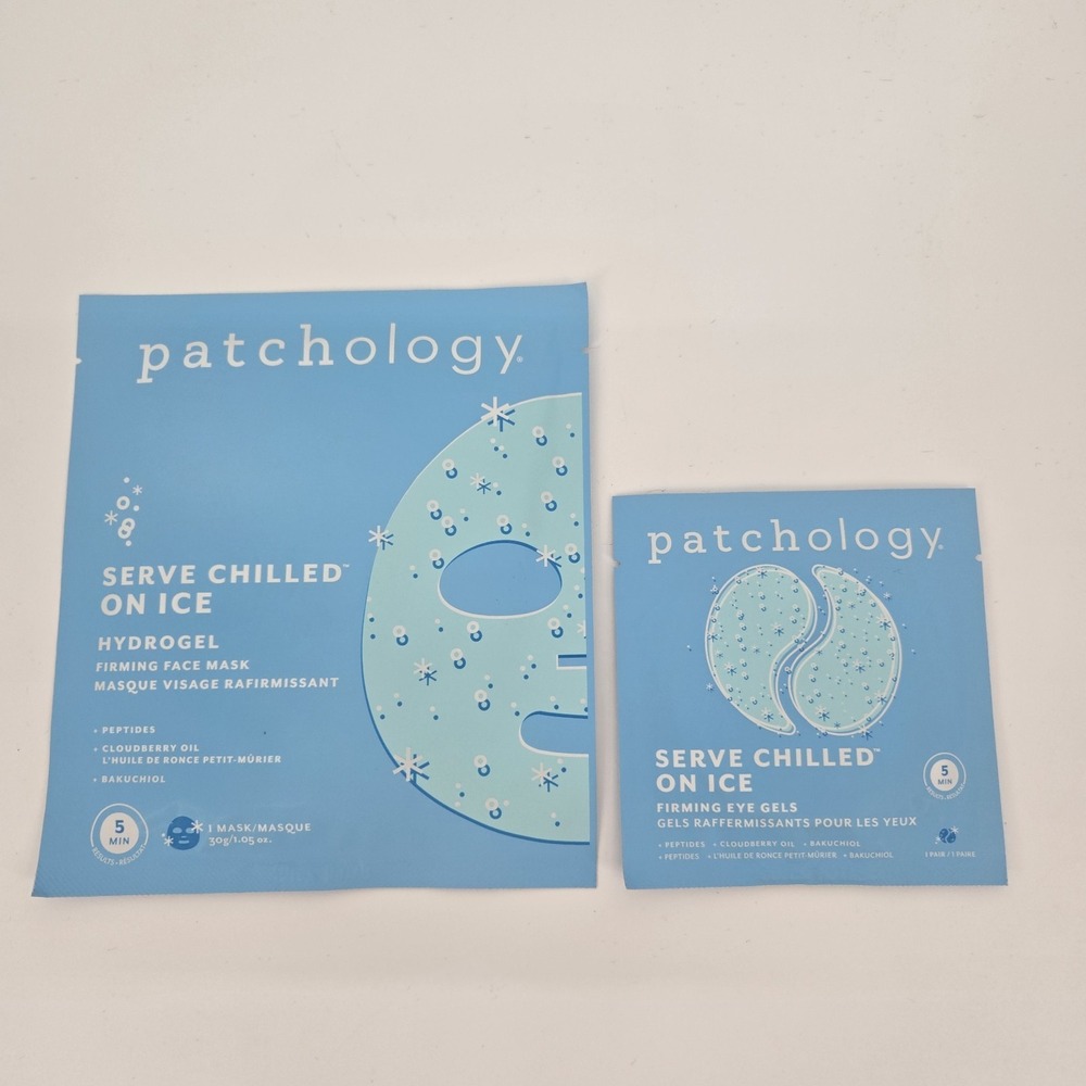 Patchology Serve Chilled On Ice‎ Hydrogel Face Mask + Eye Gels Set New Sealed